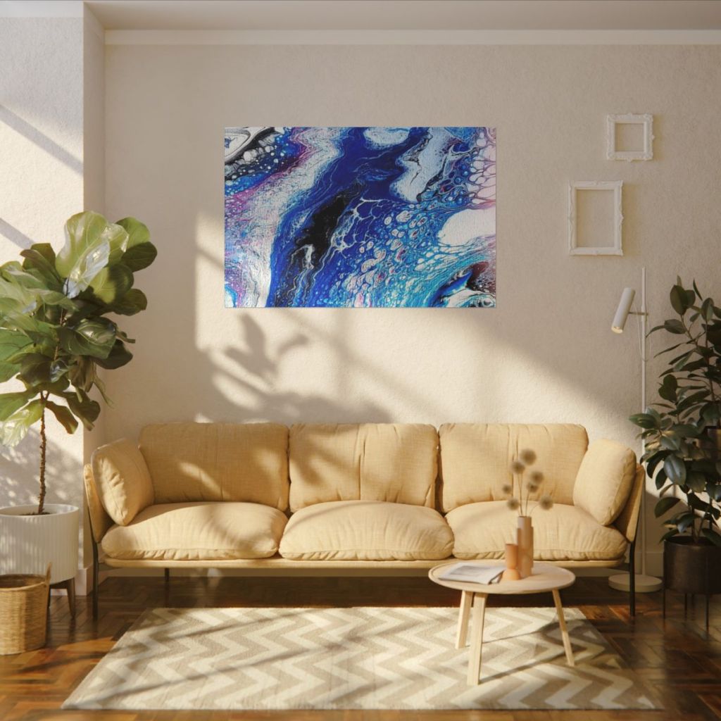 Mockup of the painting "Serenity" an abstract acrylic pour.