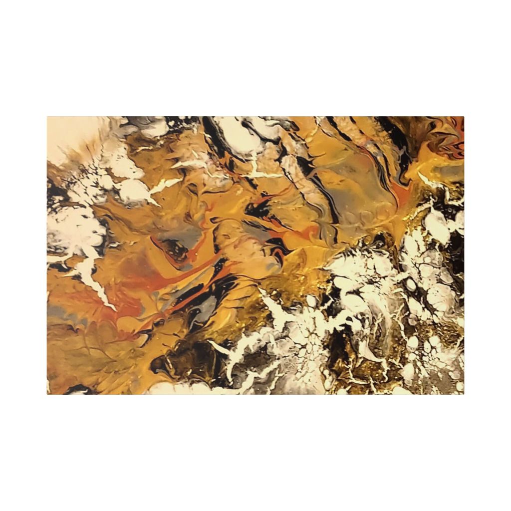 Acrylic pour painting in rich browns and caramels.